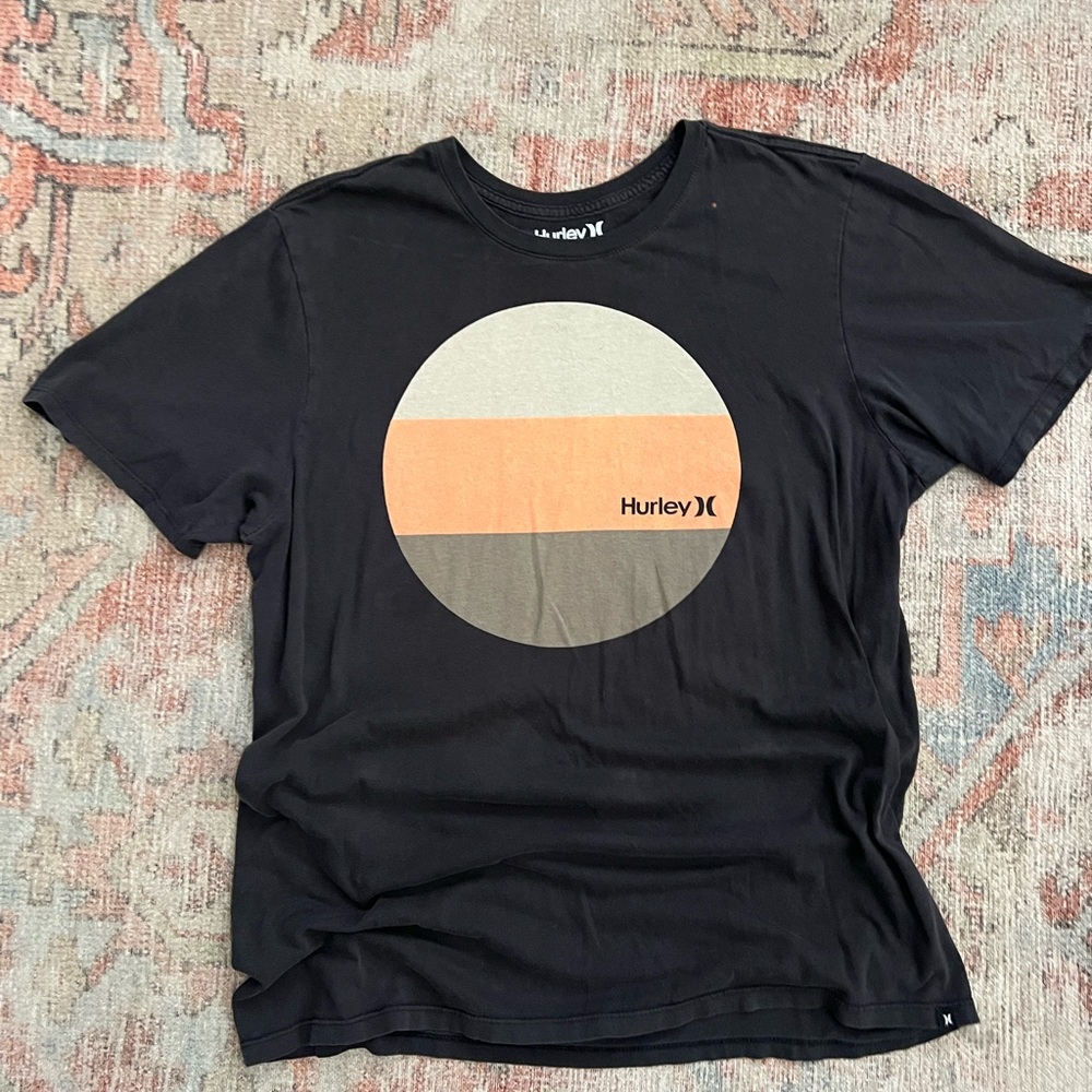 Hurley Black and Orange Short Sleeve Tee with Modern Design